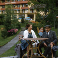 Guido Kisch outside Park Hotel with his wife.jpg